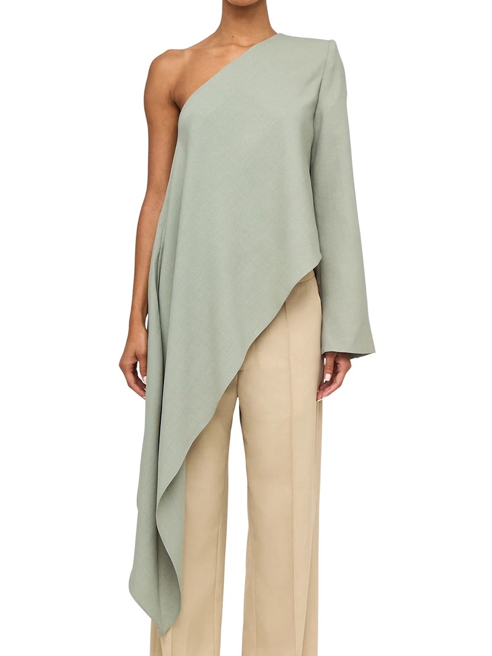 Ronny Kobo One Shoulder Top in Sage